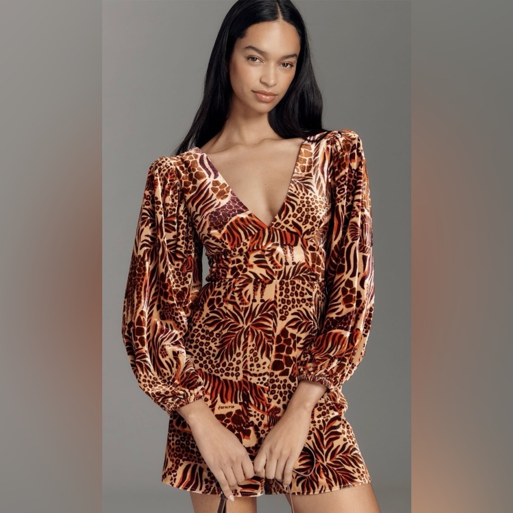 RARE Farm Rio x Anthropologie NWT Long-Sleeve Printed Romper—L - Picture 3 of 16